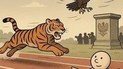 Dowcip: Tygrys na rozbiegu, jastrząb w powietrzu…