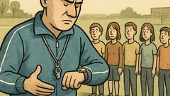 Dowcip: Trener spojrzał na zegarek przed meczem